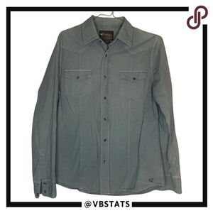 Fossil Large Double Pocket‎ Gray Long Sleeve Button Down Size Large